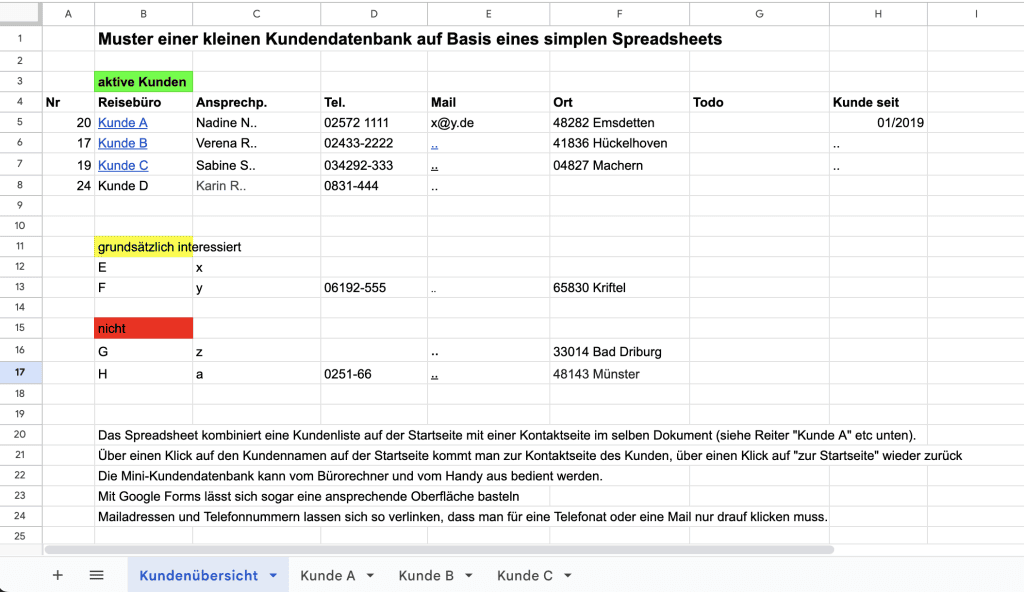 Muster einer kleinen Kundendatenbank